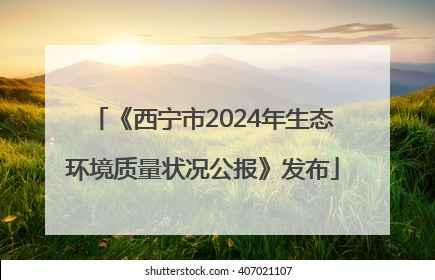 《西宁市2024年生态环境质量状况公报》发布
