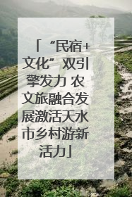 “民宿+文化”双引擎发力 农文旅融合发展激活天水市乡村游新活力
