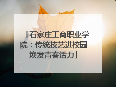 石家庄工商职业学院：传统技艺进校园焕发青春活力