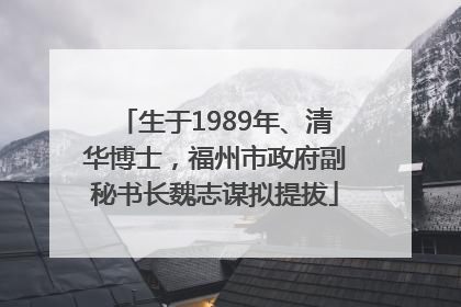 生于1989年、清华博士，福州市政府副秘书长魏志谋拟提拔
