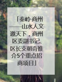 秦岭·商州——山水人文邀天下，商州区委副书记、区长支朝奇推介5个重点招商项目