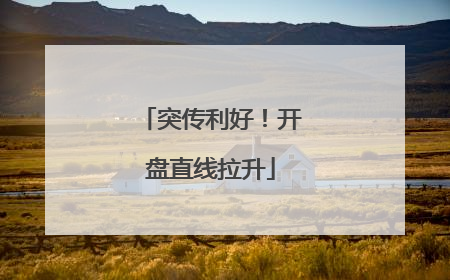 突传利好！开盘直线拉升