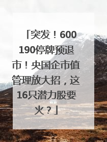 突发！600190停牌预退市！央国企市值管理放大招，这16只潜力股要火？