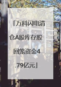 万科闪电清仓A股库存股 回笼资金4.79亿元