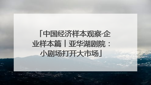 中国经济样本观察·企业样本篇︱亚华湖剧院：小剧场打开大市场