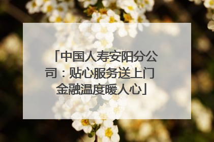 中国人寿安阳分公司：贴心服务送上门 金融温度暖人心