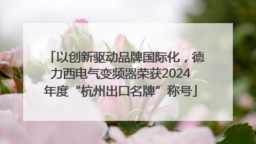 以创新驱动品牌国际化，德力西电气变频器荣获2024年度“杭州出口名牌”称号