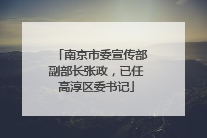 南京市委宣传部副部长张政，已任高淳区委书记