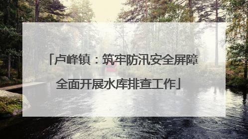 卢峰镇：筑牢防汛安全屏障 全面开展水库排查工作