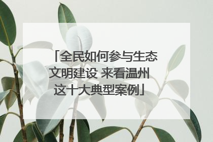 全民如何参与生态文明建设 来看温州这十大典型案例