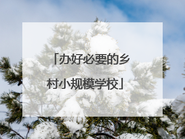 办好必要的乡村小规模学校