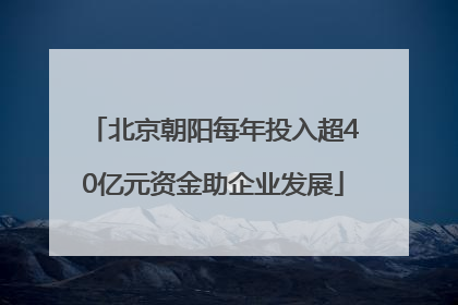 北京朝阳每年投入超40亿元资金助企业发展