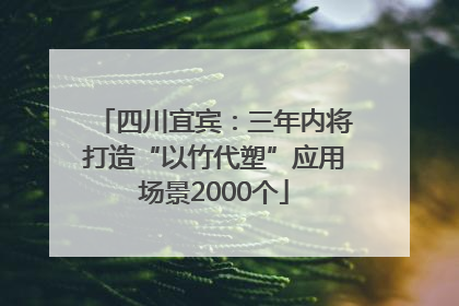 四川宜宾：三年内将打造“以竹代塑”应用场景2000个