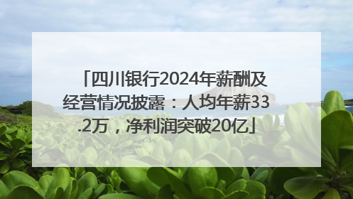 四川银行2024年薪酬及经营情况披露：人均年薪33.2万，净利润突破20亿