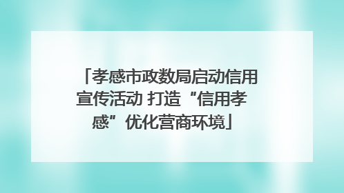 孝感市政数局启动信用宣传活动 打造“信用孝感”优化营商环境