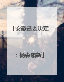 安徽省委决定：杨森履新