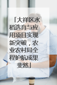 大祥区水稻选育与应用项目实现新突破，农业农村局全程护航成果斐然