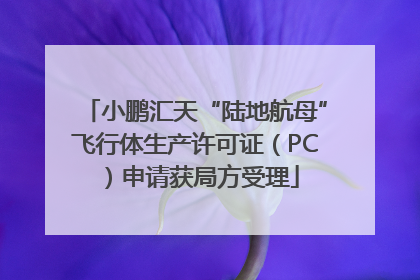 小鹏汇天“陆地航母”飞行体生产许可证（PC）申请获局方受理