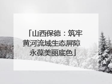 山西保德：筑牢黄河流域生态屏障 永葆美丽底色
