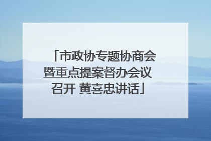 市政协专题协商会暨重点提案督办会议召开 黄喜忠讲话