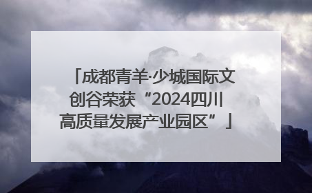 成都青羊·少城国际文创谷荣获“2024四川高质量发展产业园区”
