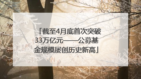 截至4月底首次突破33万亿元——公募基金规模屡创历史新高