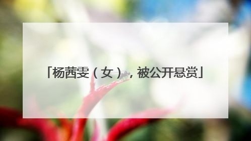 杨茜雯（女），被公开悬赏