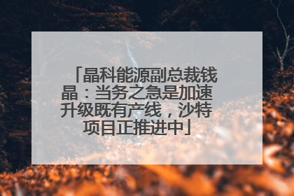 晶科能源副总裁钱晶：当务之急是加速升级既有产线，沙特项目正推进中