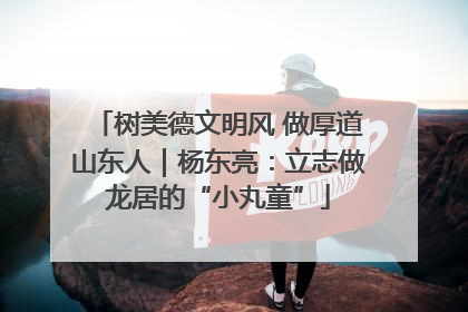 树美德文明风 做厚道山东人｜杨东亮：立志做龙居的“小丸童”