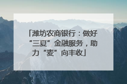潍坊农商银行：做好“三夏”金融服务，助力“麦”向丰收