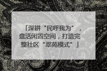 深耕“民呼我为”，盘活闲置空间，打造完整社区“翠苑模式”