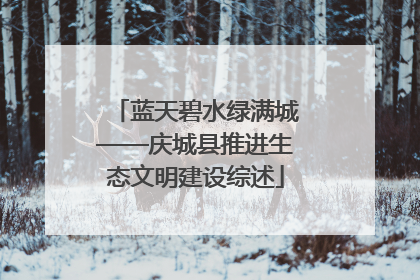 蓝天碧水绿满城——庆城县推进生态文明建设综述