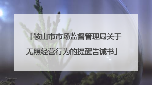 鞍山市市场监督管理局关于无照经营行为的提醒告诫书