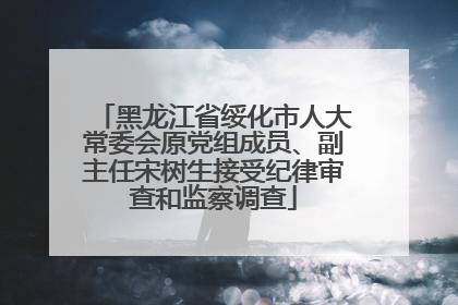 黑龙江省绥化市人大常委会原党组成员、副主任宋树生接受纪律审查和监察调查