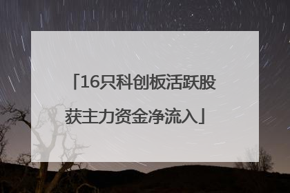 16只科创板活跃股获主力资金净流入