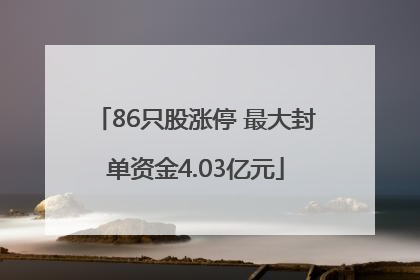 86只股涨停 最大封单资金4.03亿元