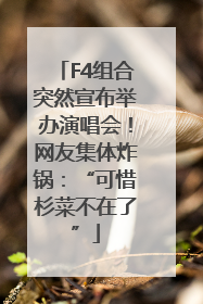 F4组合突然宣布举办演唱会！网友集体炸锅：“可惜杉菜不在了”